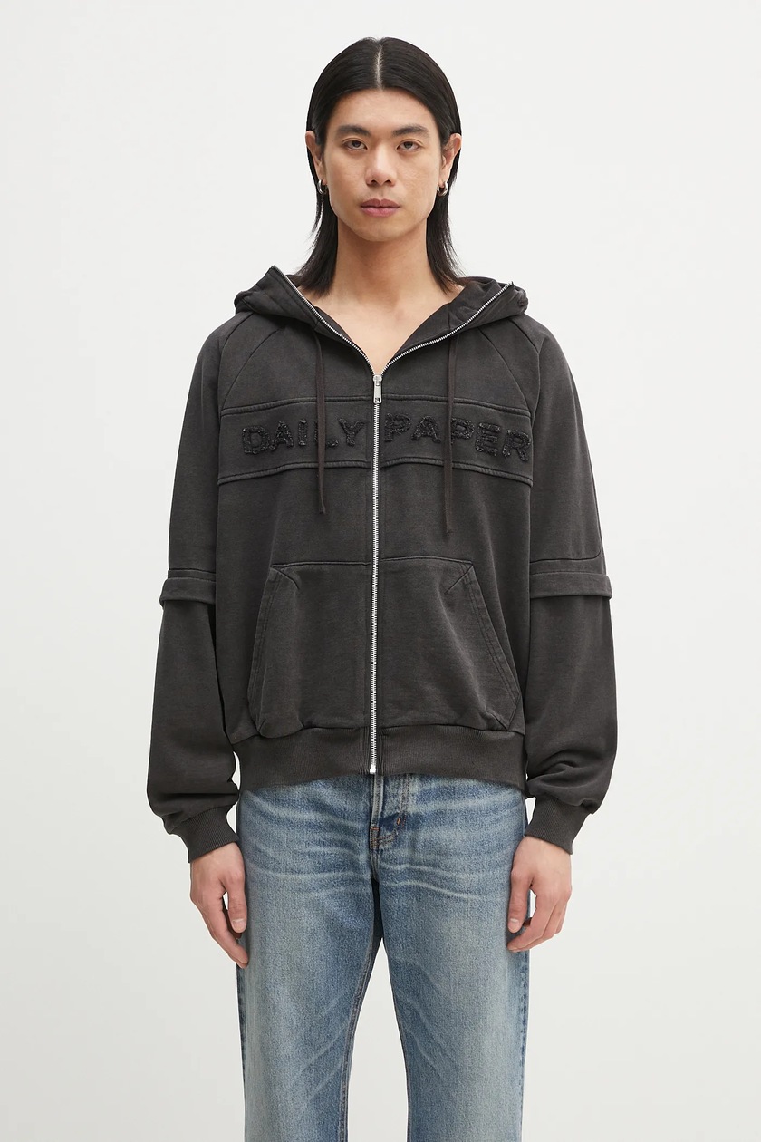 パーカー・フーディ DAILY PAPER Men Hoodies RIVO 2321201 BLACK Black Daily Paper cotton sweatshirt Rivo Hoodie men's black color