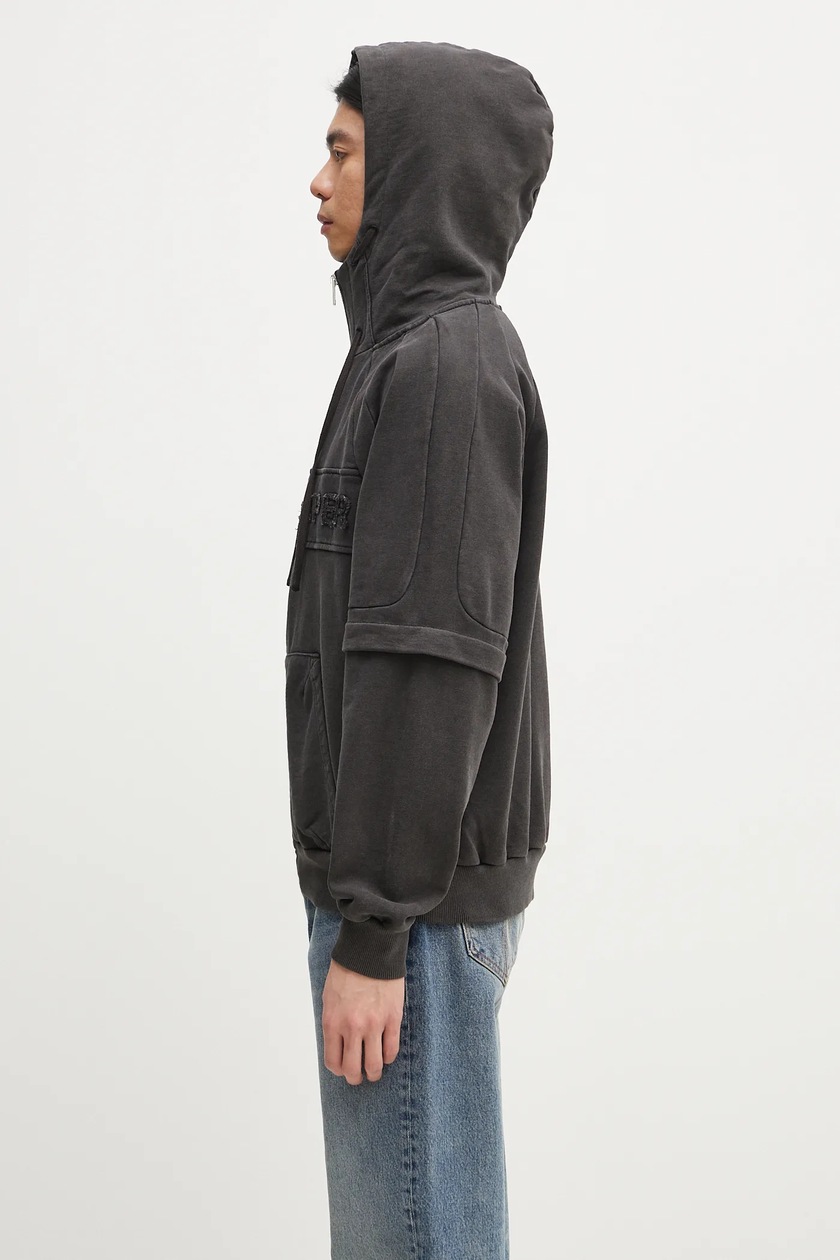 パーカー・フーディ DAILY PAPER Daily Paper Uomo Sweaters Black (2511009 BLACK) Daily Paper cotton sweatshirt Garment Wash Jacket men's
