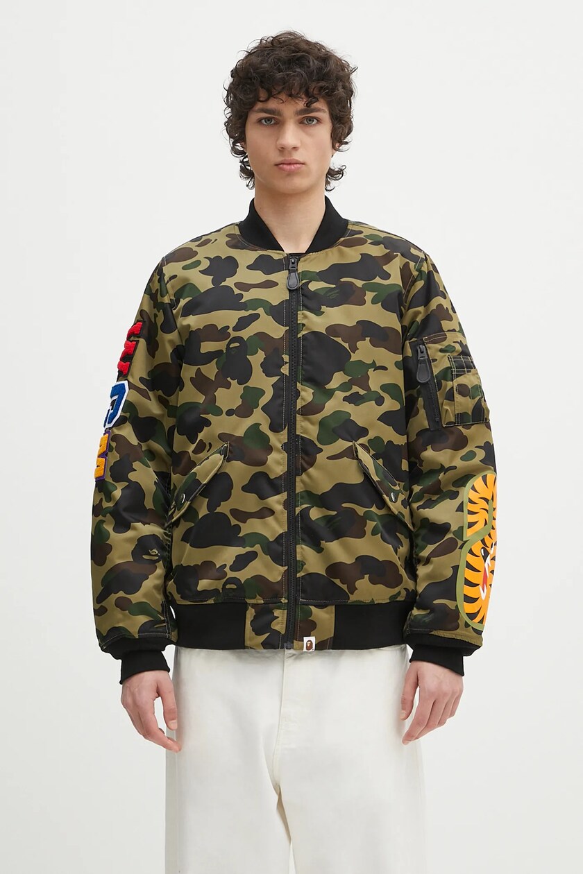 A Bathing Ape wool bomber jacket Bape Patch Coach Jacket PRM EU
