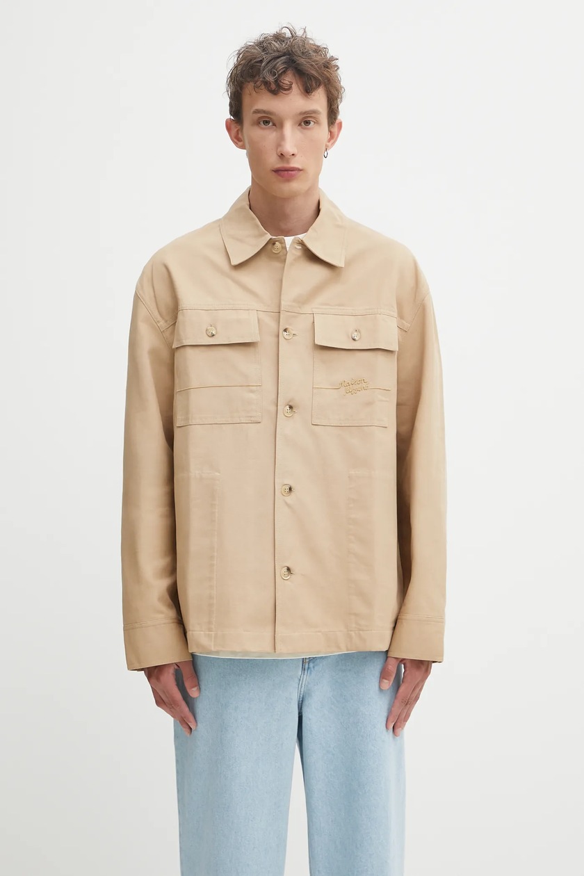 Maison Kitsuné cotton jacket Workwear beige color OM02117WW9040 at