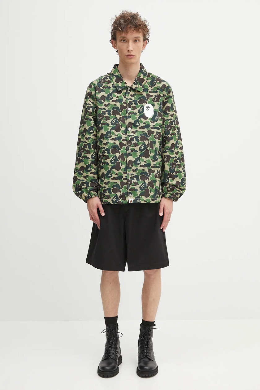 ジャケット・アウター A BATHING APE 1ST CAMO COACH JACKET M BAPE College logo coach jacket 1st camo green A Bathing Ape