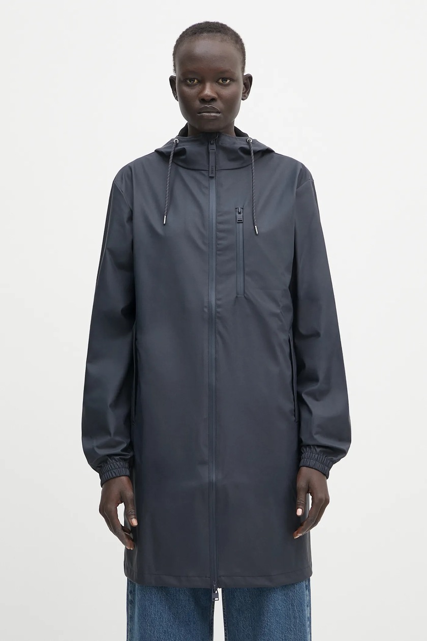 Rains jacket Cargo Long Jacket W3 black color 12060-01 at PRM US