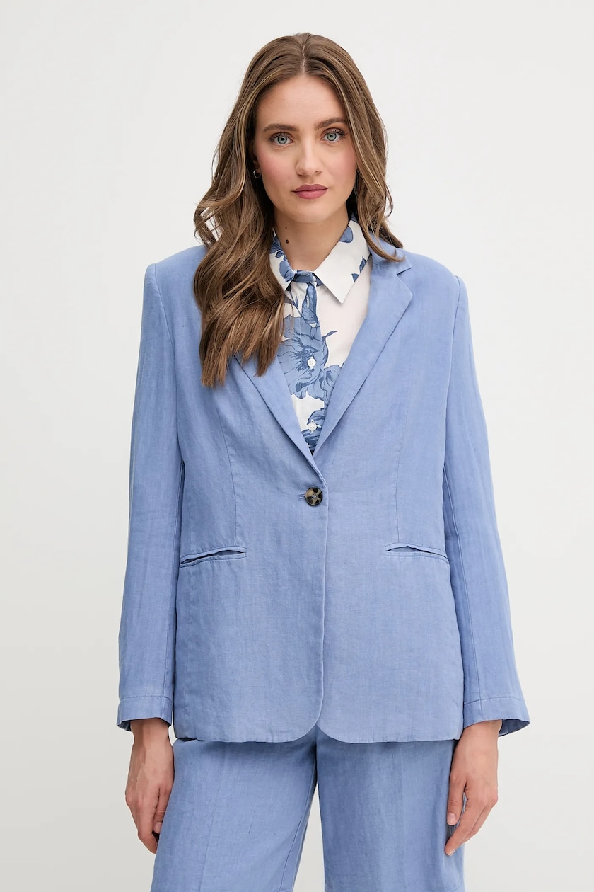 Blazer Oui Abbigliamento Oui Green Leaf Linen Jacket Jackets From