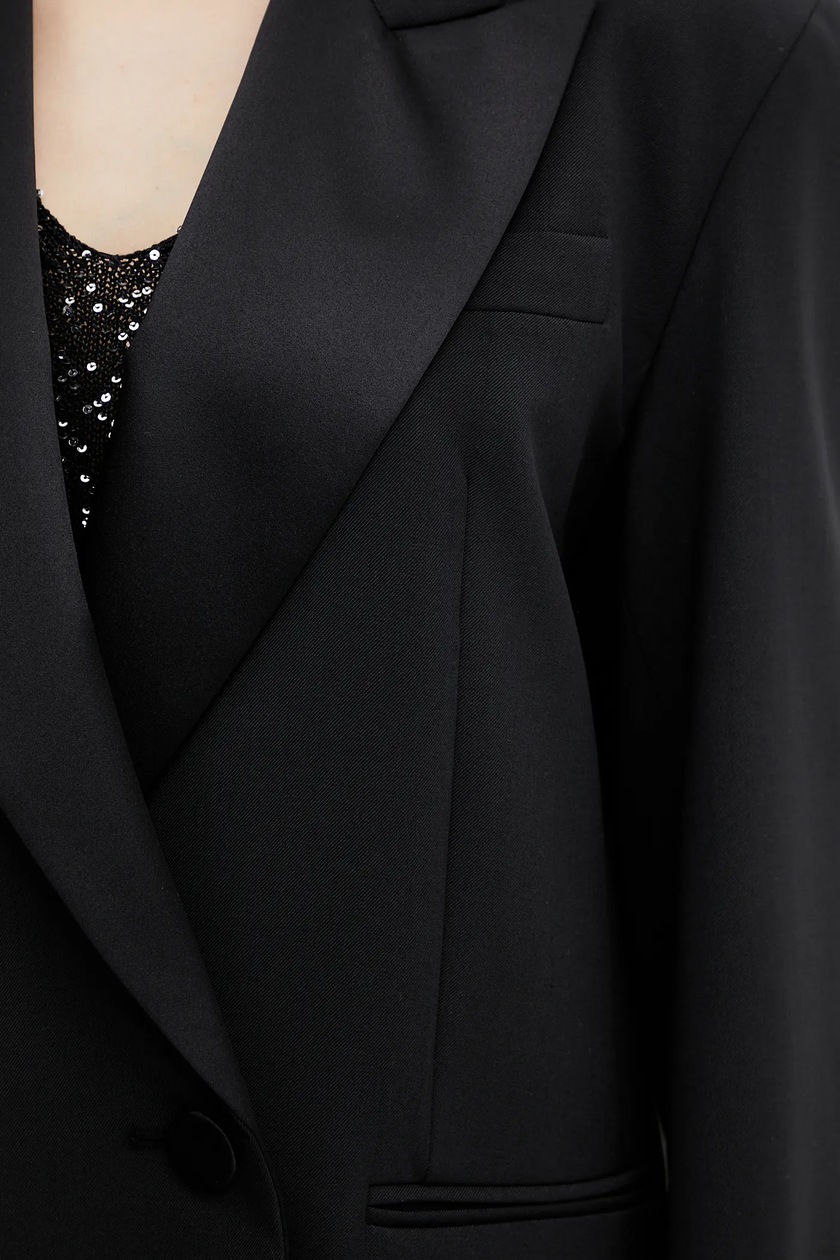 Weekend Max Mara marynarka z domieszką wełny kolor czarny
