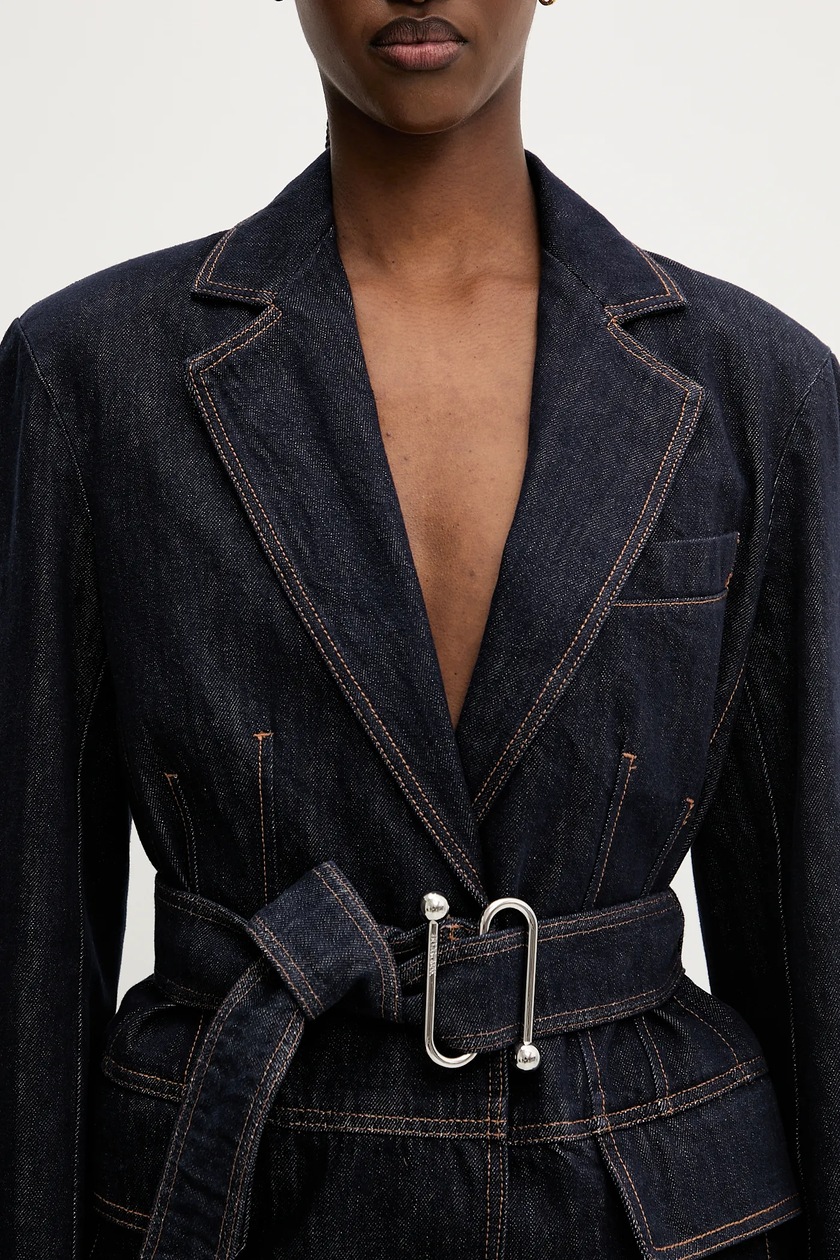 Sportmax denim blazer Domino navy blue color smooth