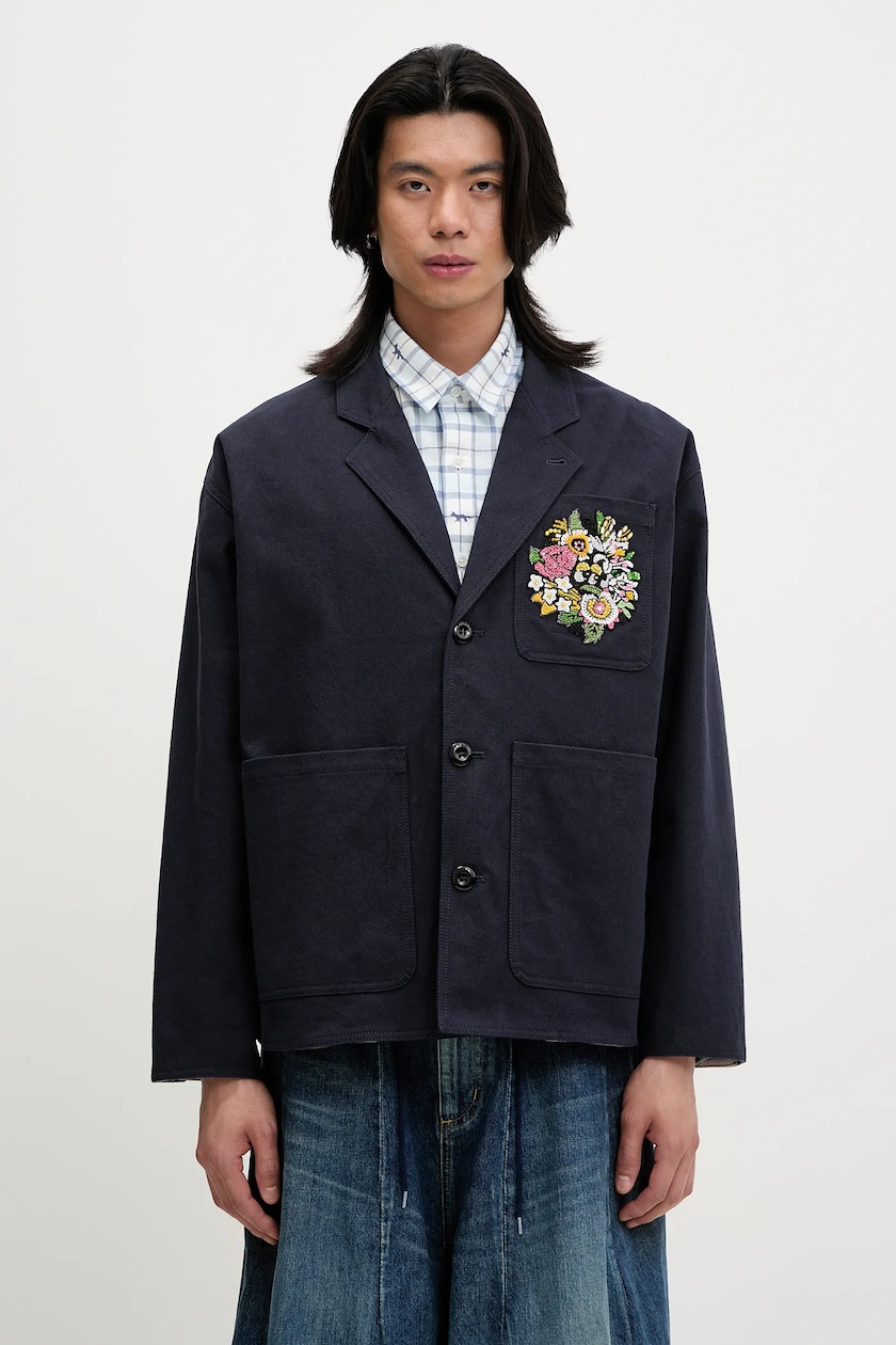 Kenzo wool blazer Kimono navy blue color FE65VE1409RE at PRM US Kenzo wool blazer Kimono navy blue color FE65VE1409RE at PRM US