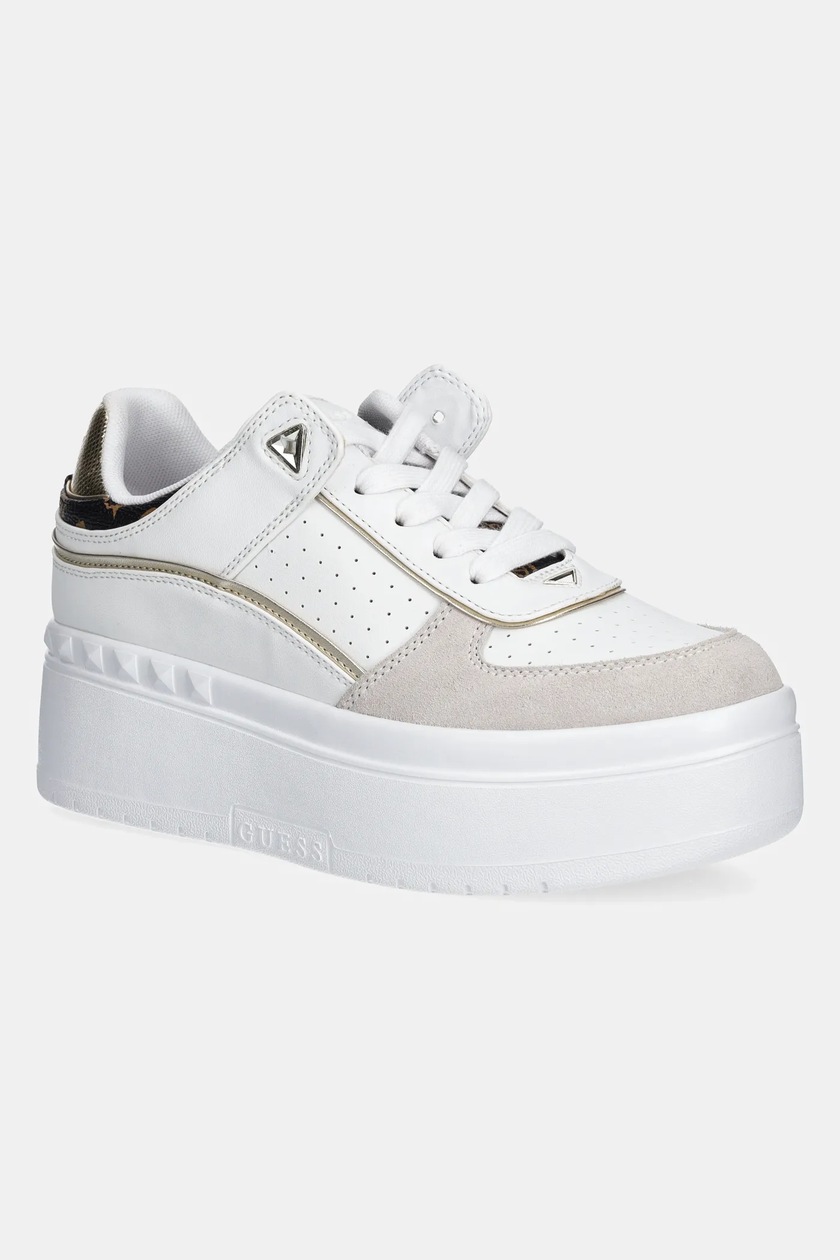 GUESS Sneakers Miram2 Donna - Bianco, Pelle, Suola Platform 3 Cm - Taglia 39 EU - 2