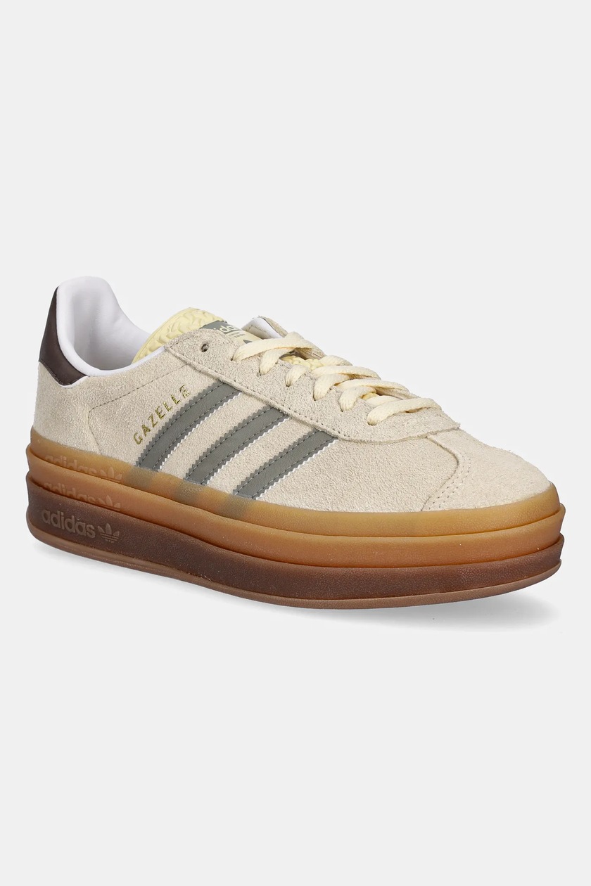 adidas Originals leather sneakers Gazelle Bold beige color
