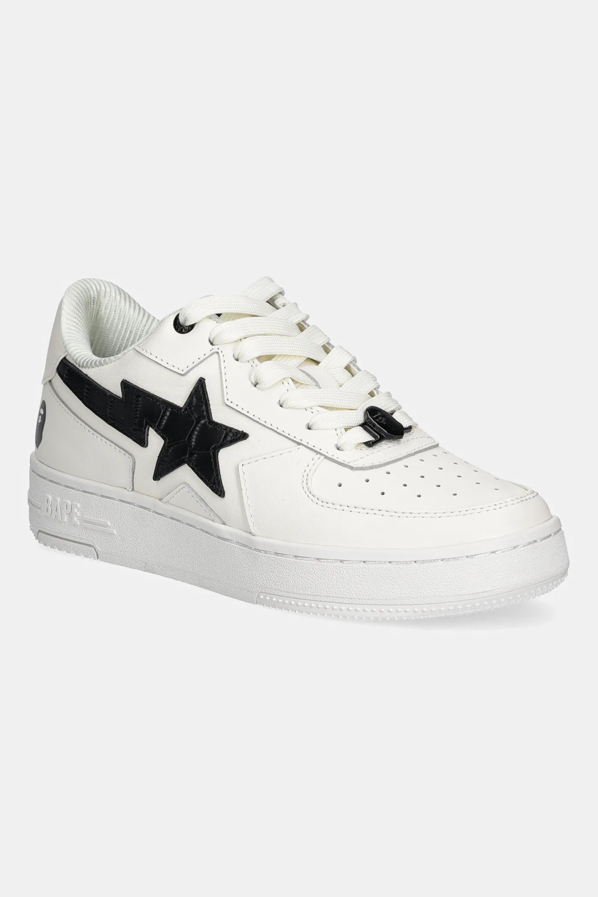 bape93 A Bathing Ape leather sneakers Bape Sta #3 L white color