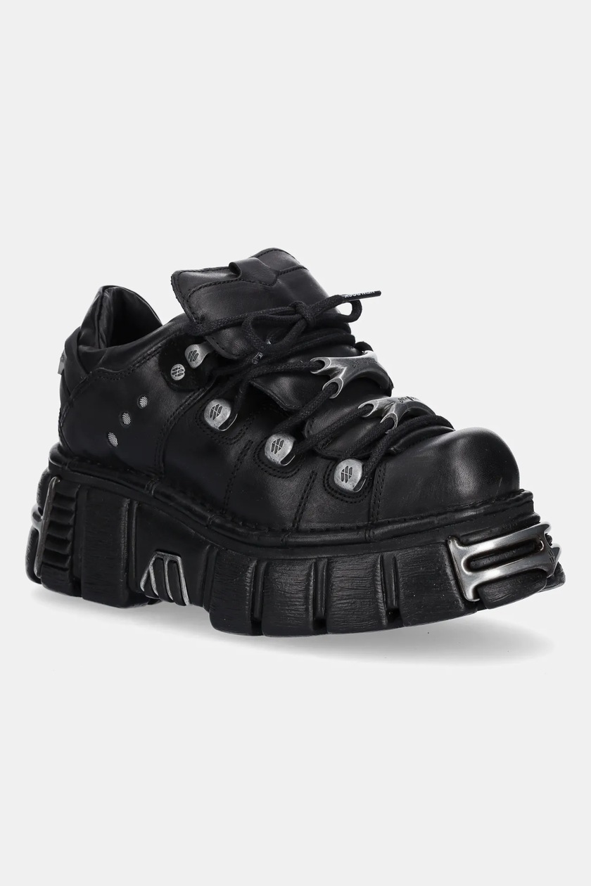 New Rock leather sneakers black color M.120N.C26 at PRM US