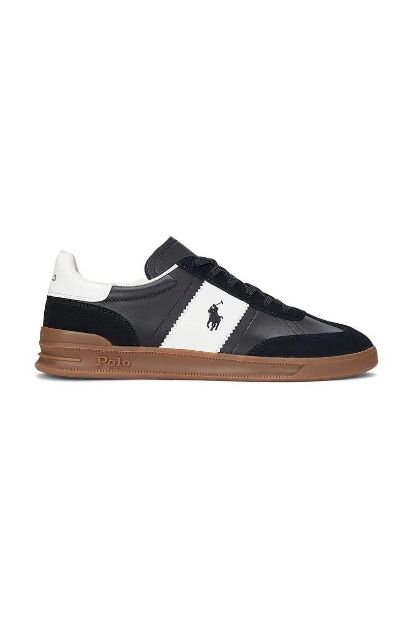 Polo Ralph Lauren leather sneakers Hrt Aera Pp black color