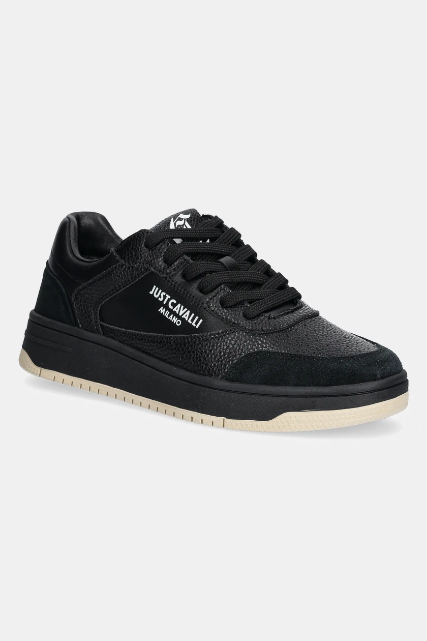 Just Cavalli sneakersy skórzane męskie kolor czarny