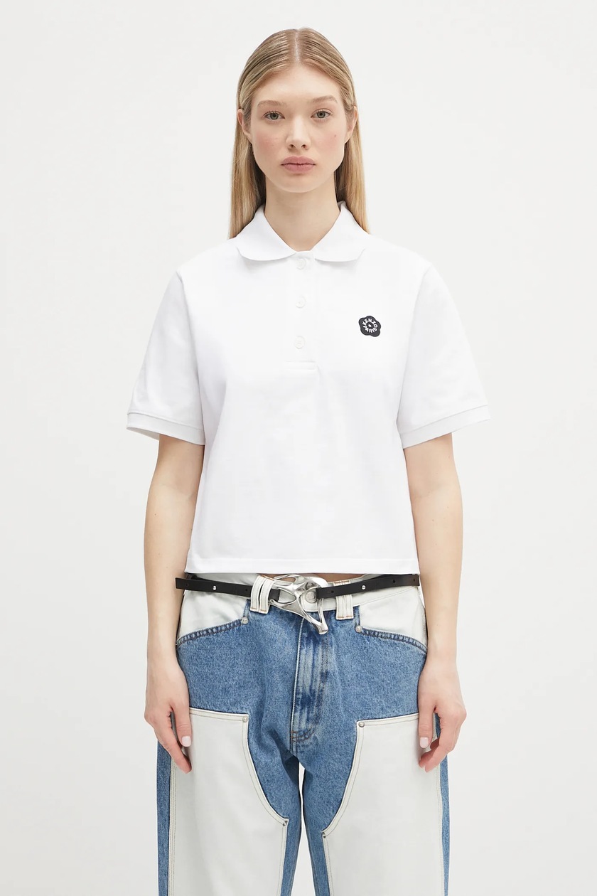Tシャツ・カットソー SPORTMAX SS25 SHAKER CROPPED POLO SHIRT (2512361052600 001) Sportmax cotton polo shirt Shaker white color 2512361052600