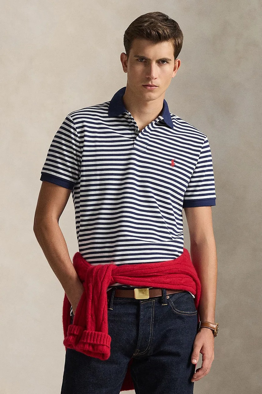 Polo Ralph Lauren cotton polo shirt men's navy blue color with a