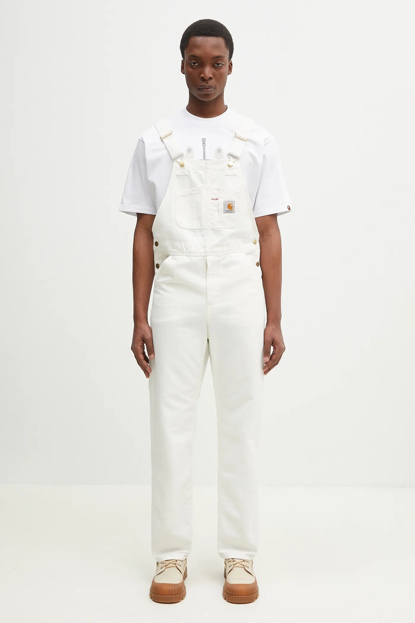 Carhartt WIP overalls Bib Overall men's beige color I026462.D602 Carhartt WIP overalls Bib Overall men's beige color I026462.D602