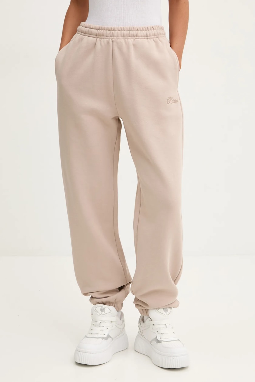 Rotate cotton joggers beige color smooth 1134242313 at PRM US