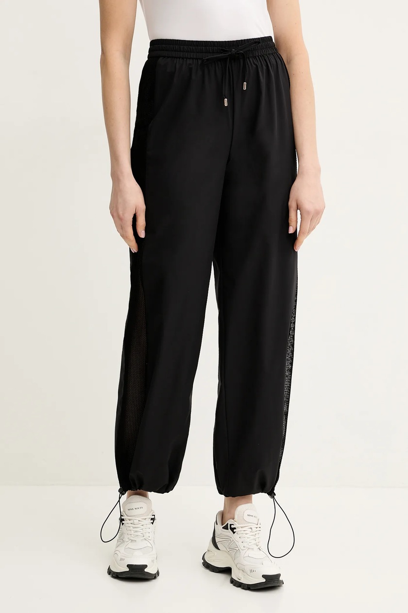 Liu Jo spodnie damskie kolor czarny dzwony medium waist