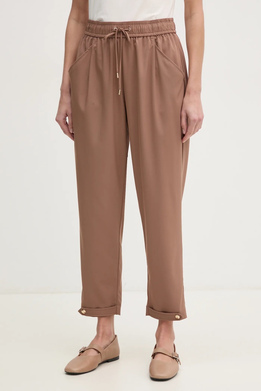 Liu Jo spodnie damskie kolor brązowy high waist TA5144 TS922