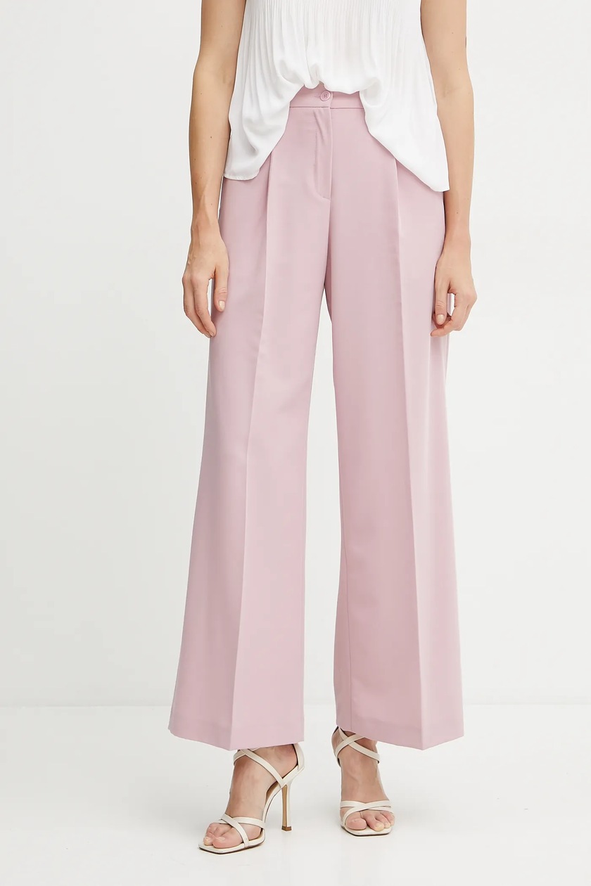 Liu Jo spodnie damskie kolor różowy szerokie high waist