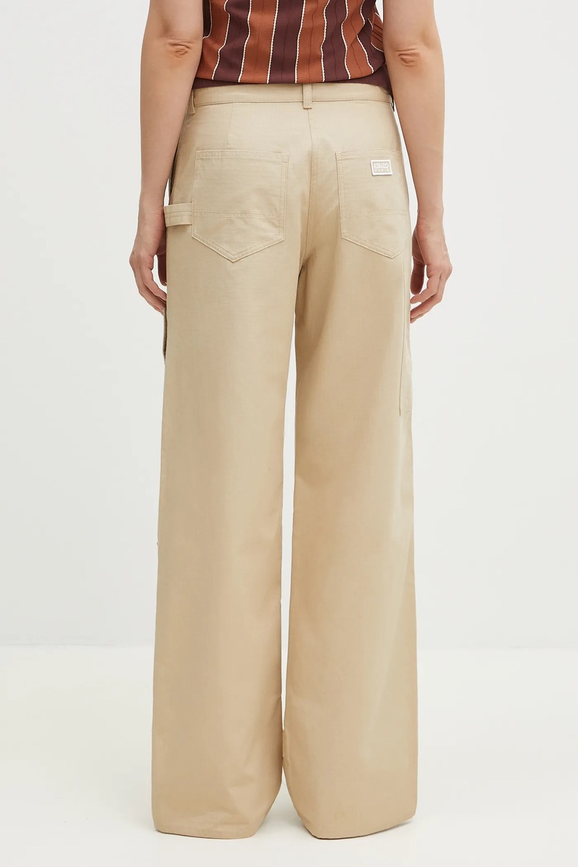 パンツ KENZO Woman Pants Beige FF52PA1009DL 11 Kenzo cotton trousers women's beige color FF52PA1009DL.11 at