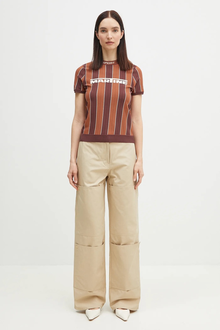 Kenzo cotton trousers women's beige color FF52PA1009DL.11 at