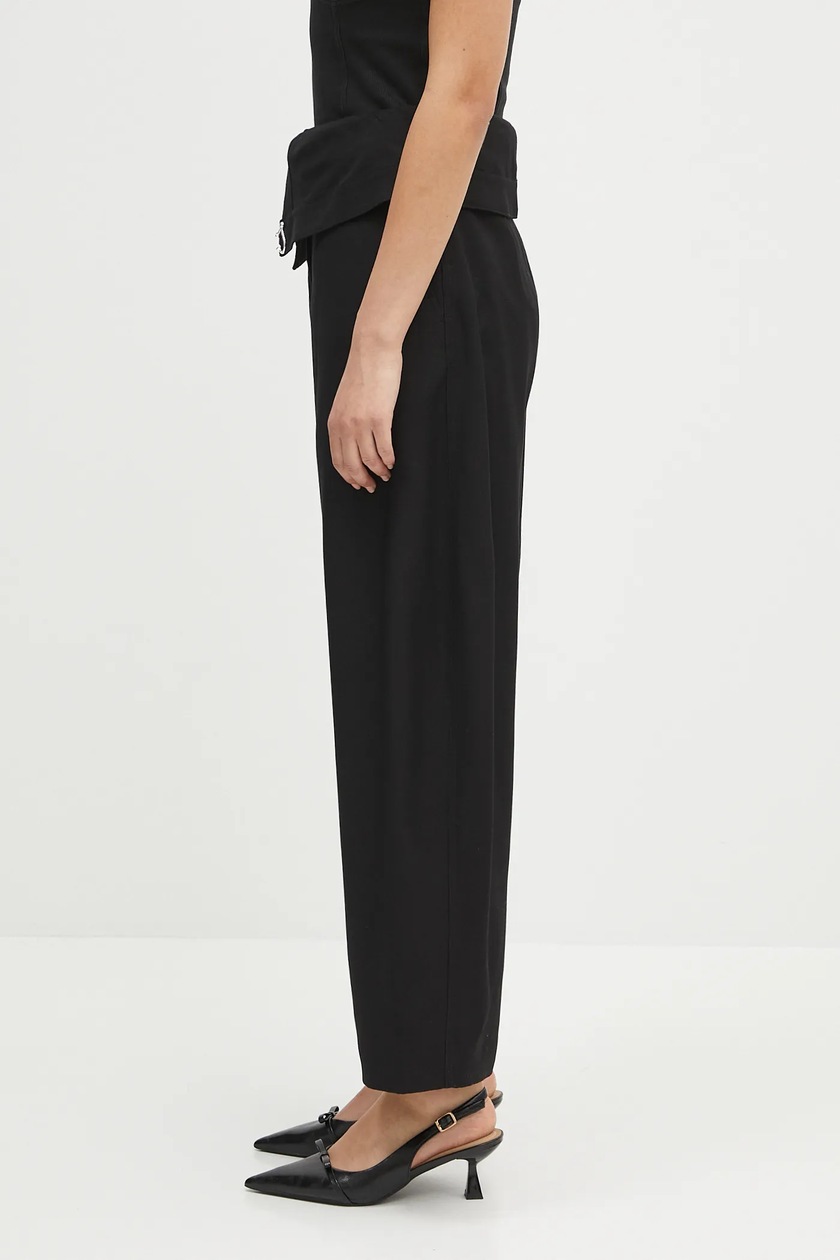 パンツ JW ANDERSON Women Straight Pants TR0394 PG1684999 Black JW Anderson silk blend trousers Fold Over PRM EU