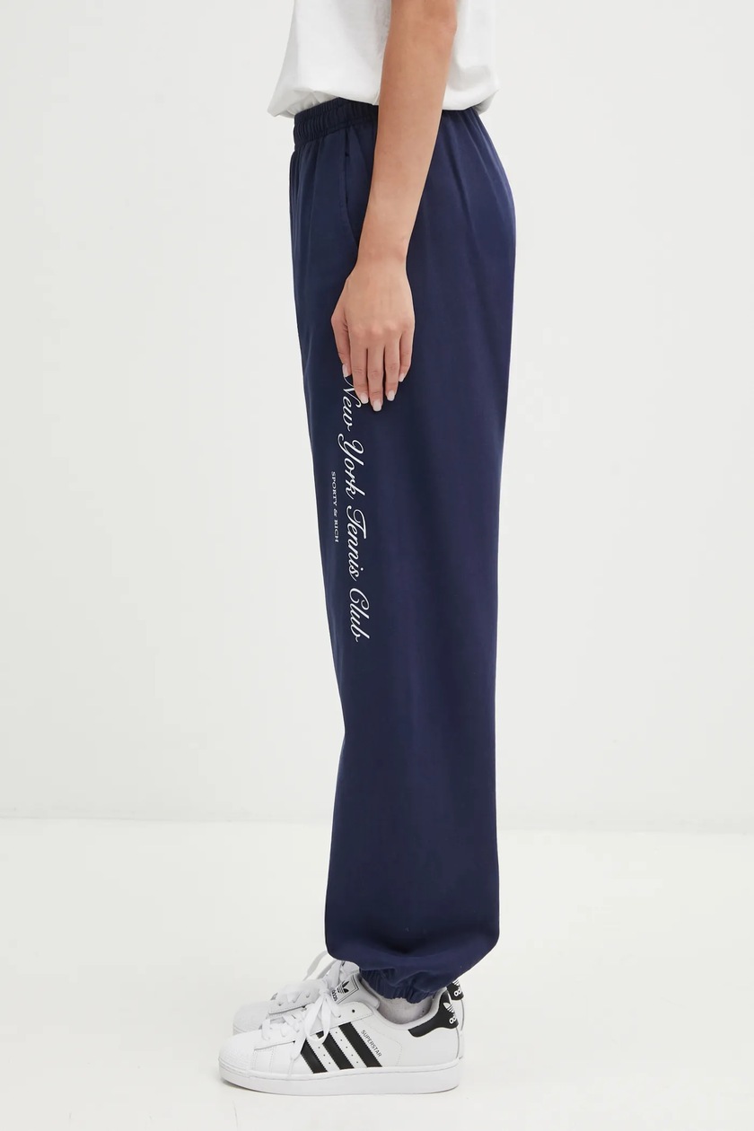 Sporty & Rich cotton joggers Eden Crest Sweatpants navy blue color