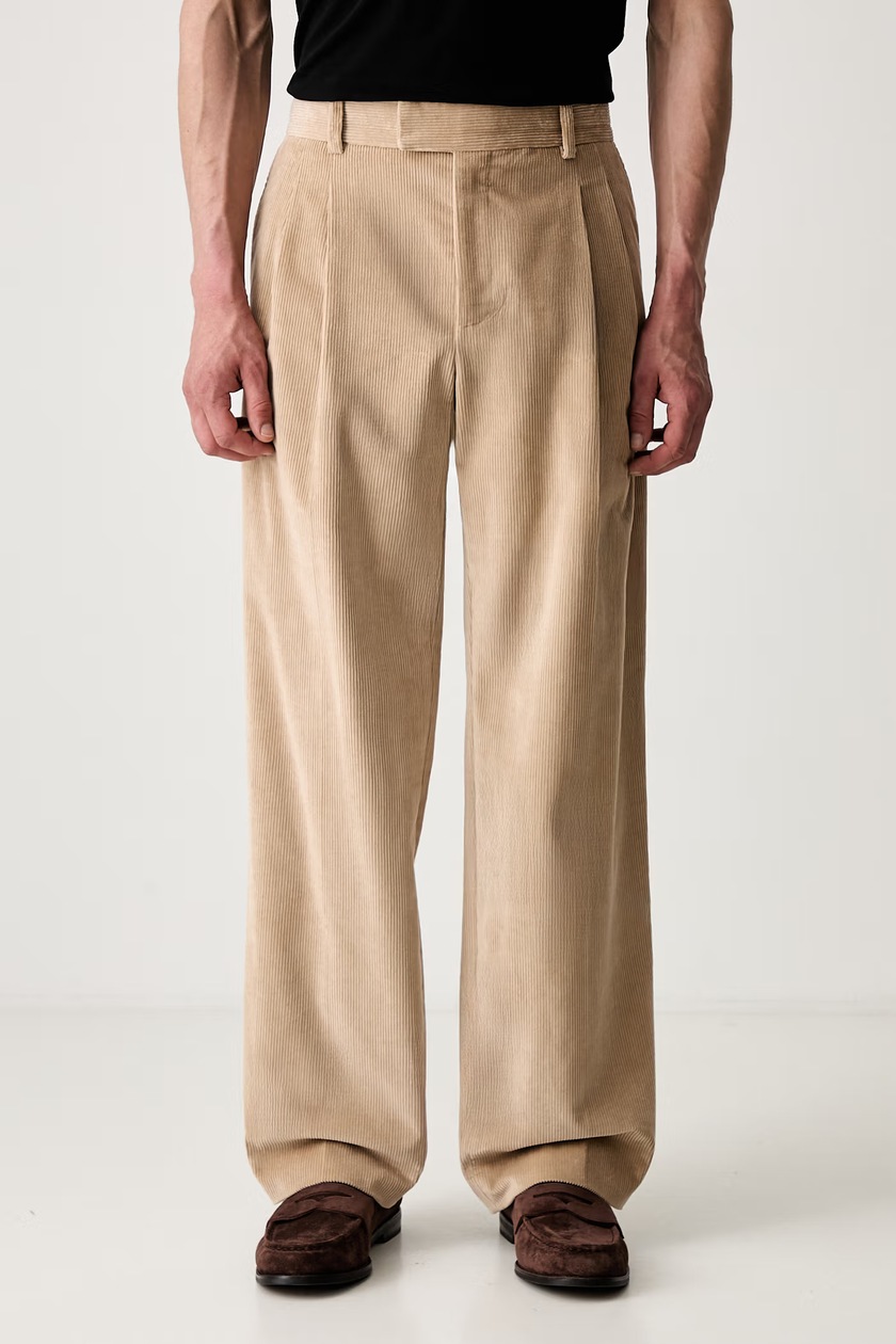 Wacko Maria cotton trousers Double Pleated Chino Trousers beige
