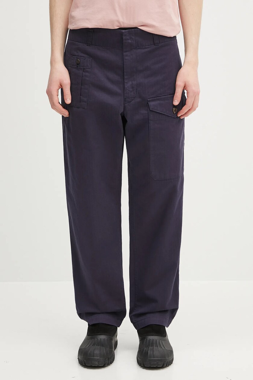 Human Made cotton trousers Duck Painter green color