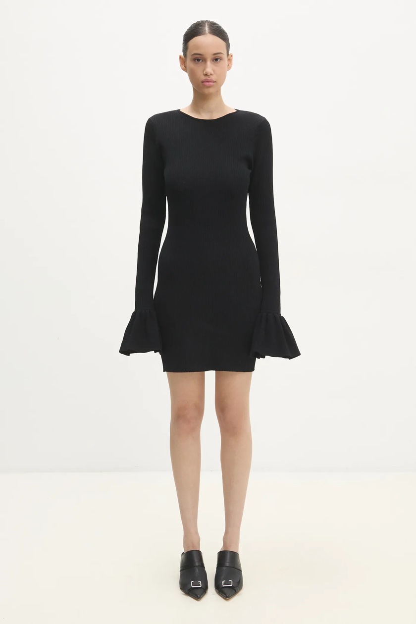 JW Anderson dress Shoulder Drape V-Neck Dress black color