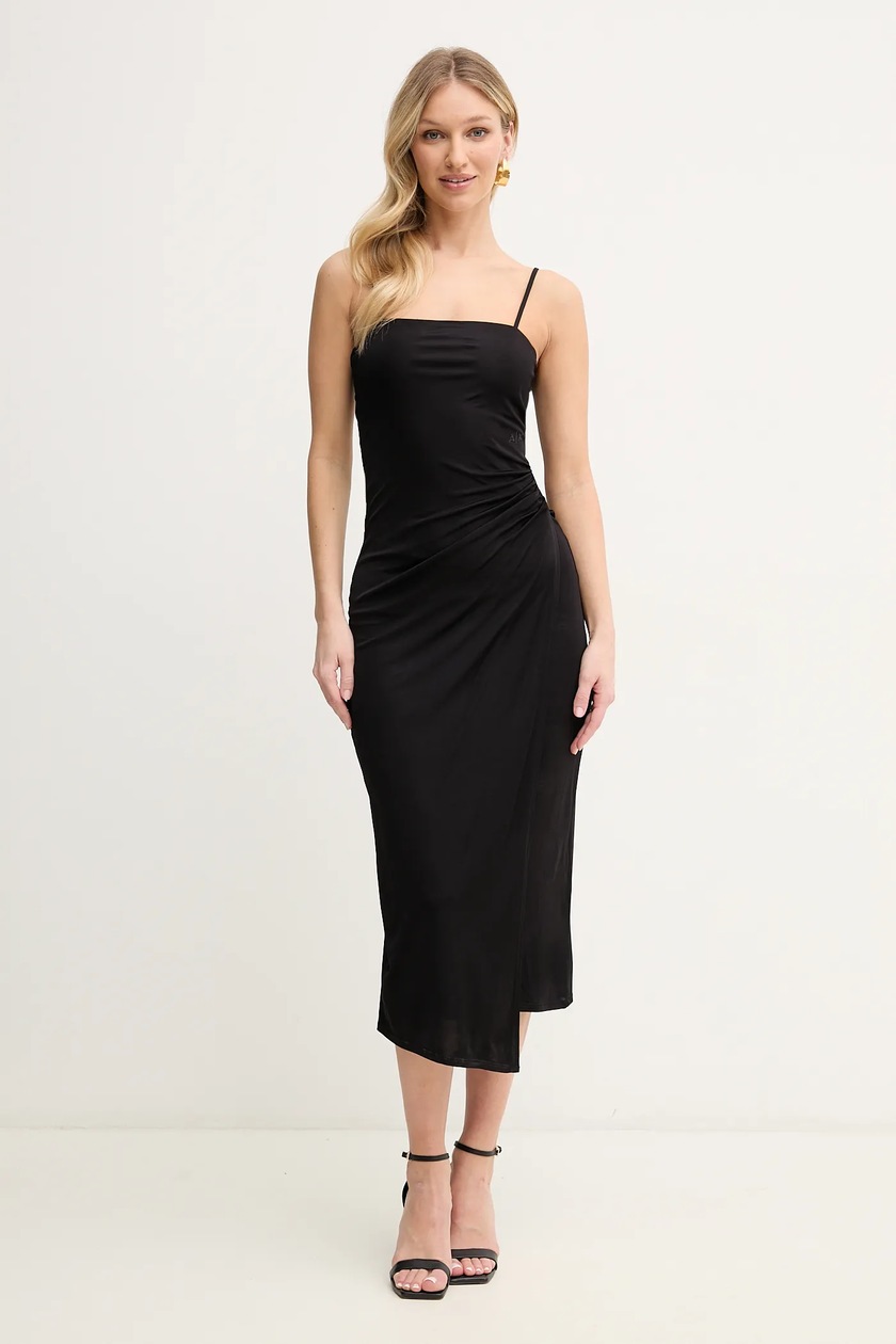Armani Exchange sukienka kolor czarny mini dopasowana