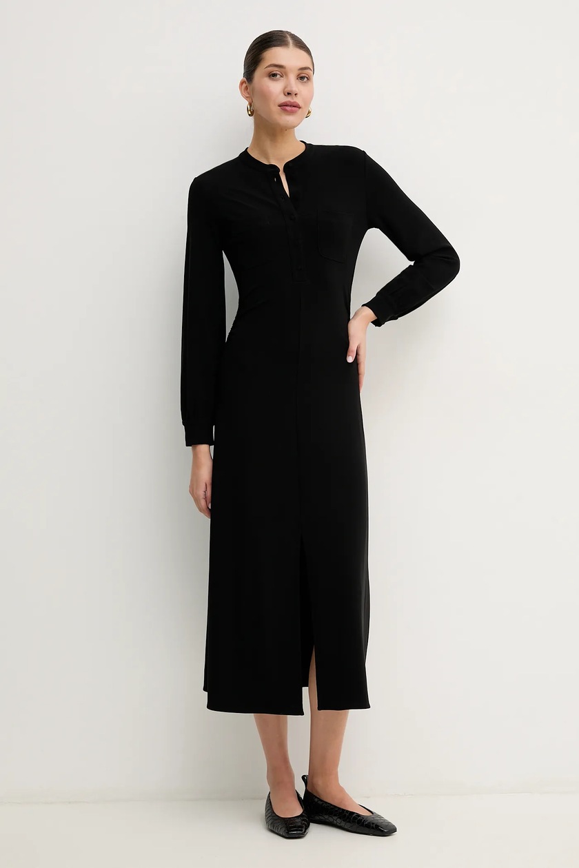 Marella sukienka z domieszką jedwabiu kolor czarny maxi