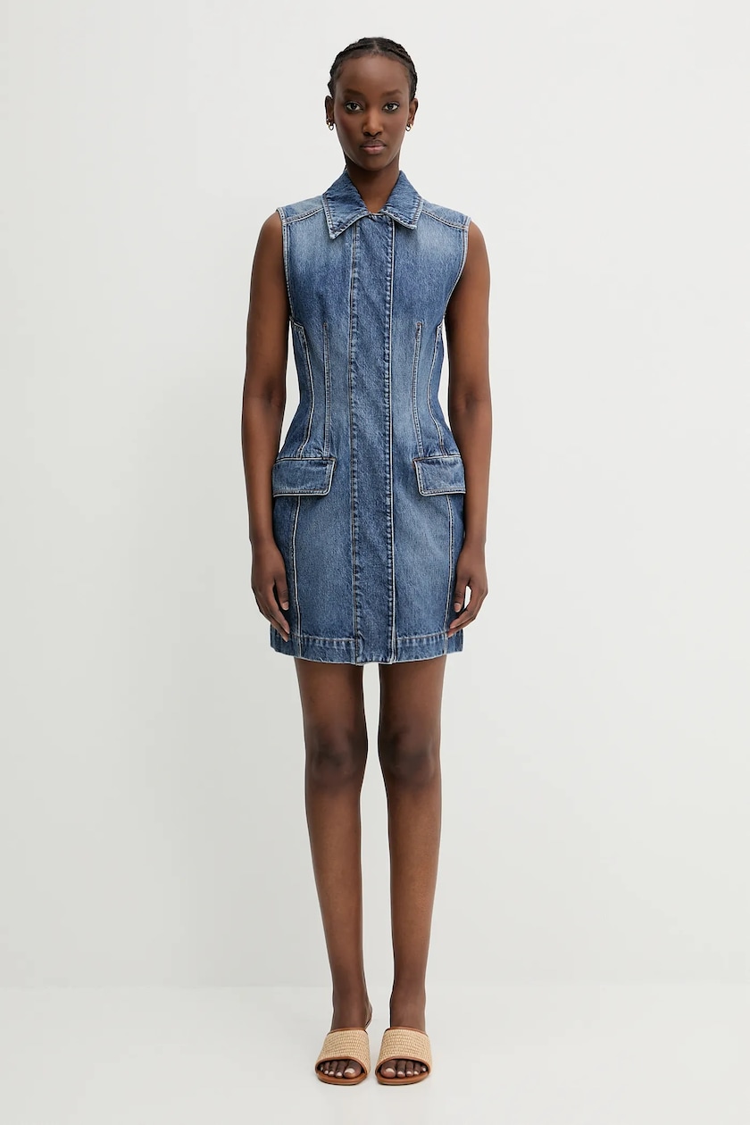 rotate denim dress Fitted Denim Shirt Medium Blue