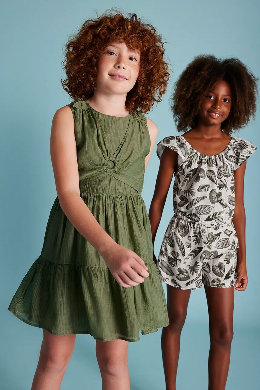 Vestito Bambina United Colors Of Benetton – Collo Alto, Chiusura Con Bottoni Gioiello, Rasato, Elegante E Comodo