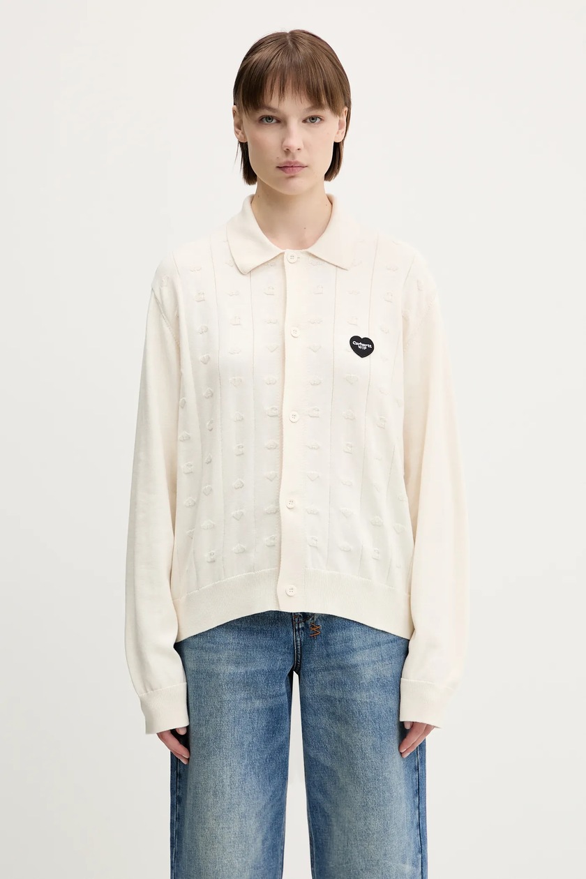 Carhartt WIP cotton cardigan Drewe Cardigan beige color