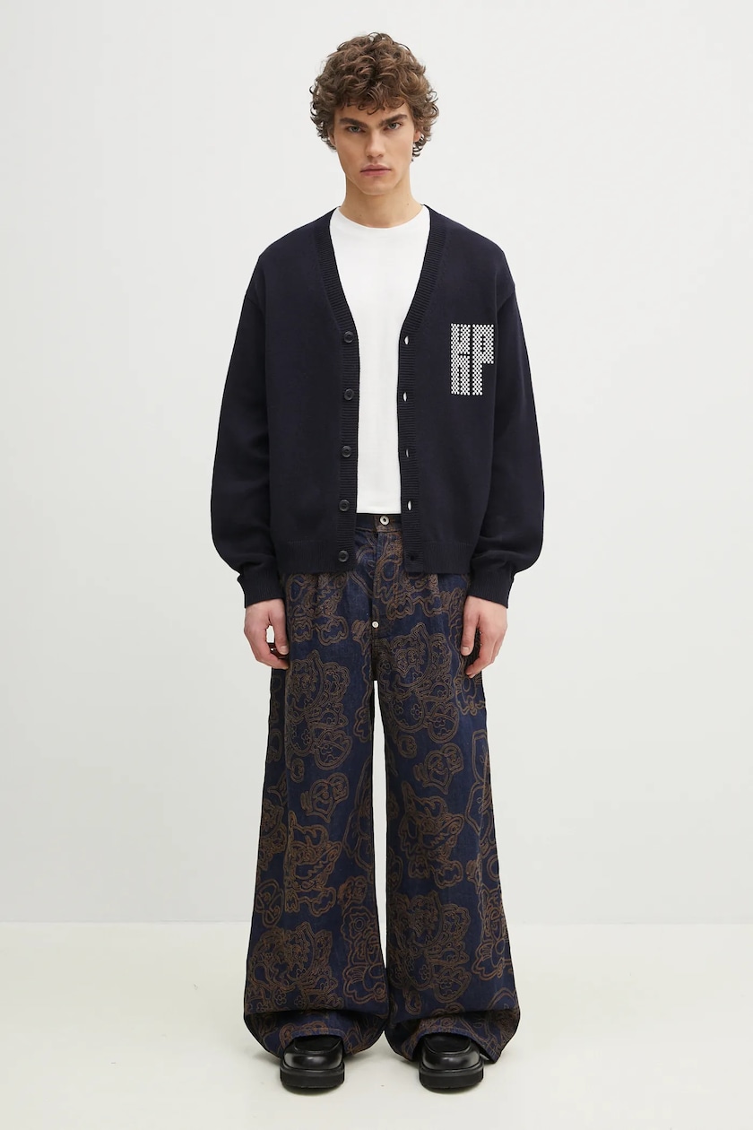 Kenzo woolen cardigan Kamon men's navy blue color FF55CA7283BA.79 Kenzo woolen cardigan Kamon men's navy blue color FF55CA7283BA.79