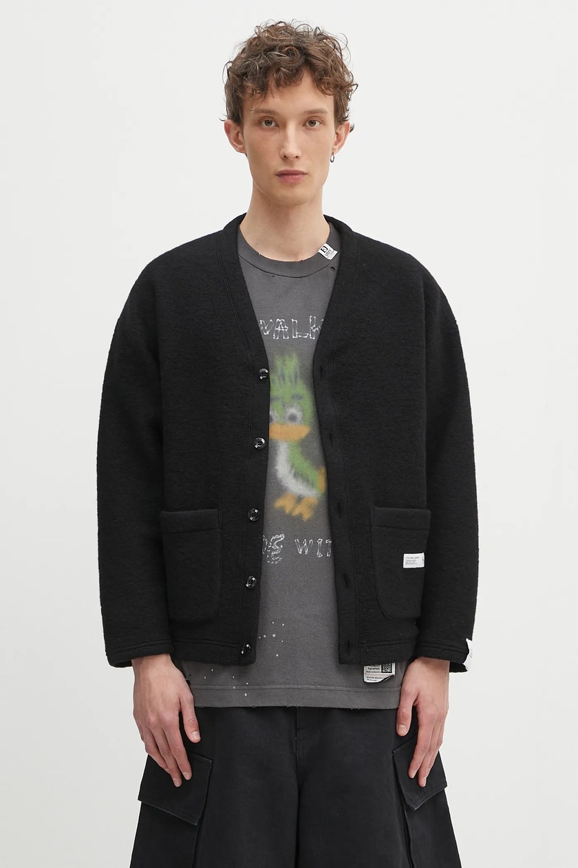 Human Made cardigan Low Gauge Knit Cardigan men's gray color