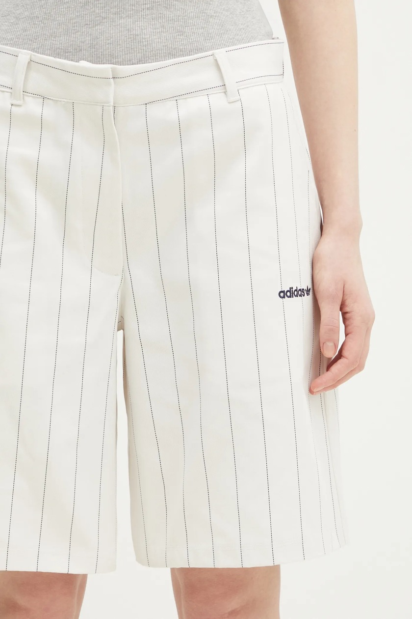 adidas Originals shorts PINSTRIPE SHORT women's beige color adidas Originals shorts PINSTRIPE SHORT women's beige color