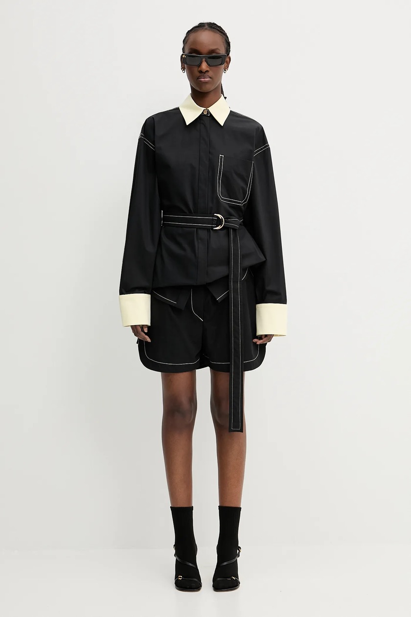 ショートパンツ SPORTMAX SS25 LACRIMA - Cotton shorts (2512141052600 005) Sportmax cotton shorts Lacrima black color smooth