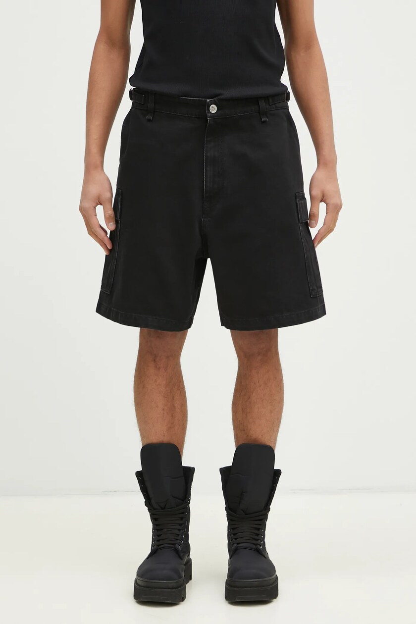 KSUBI denim shorts anti short men's black color MPS24WA019