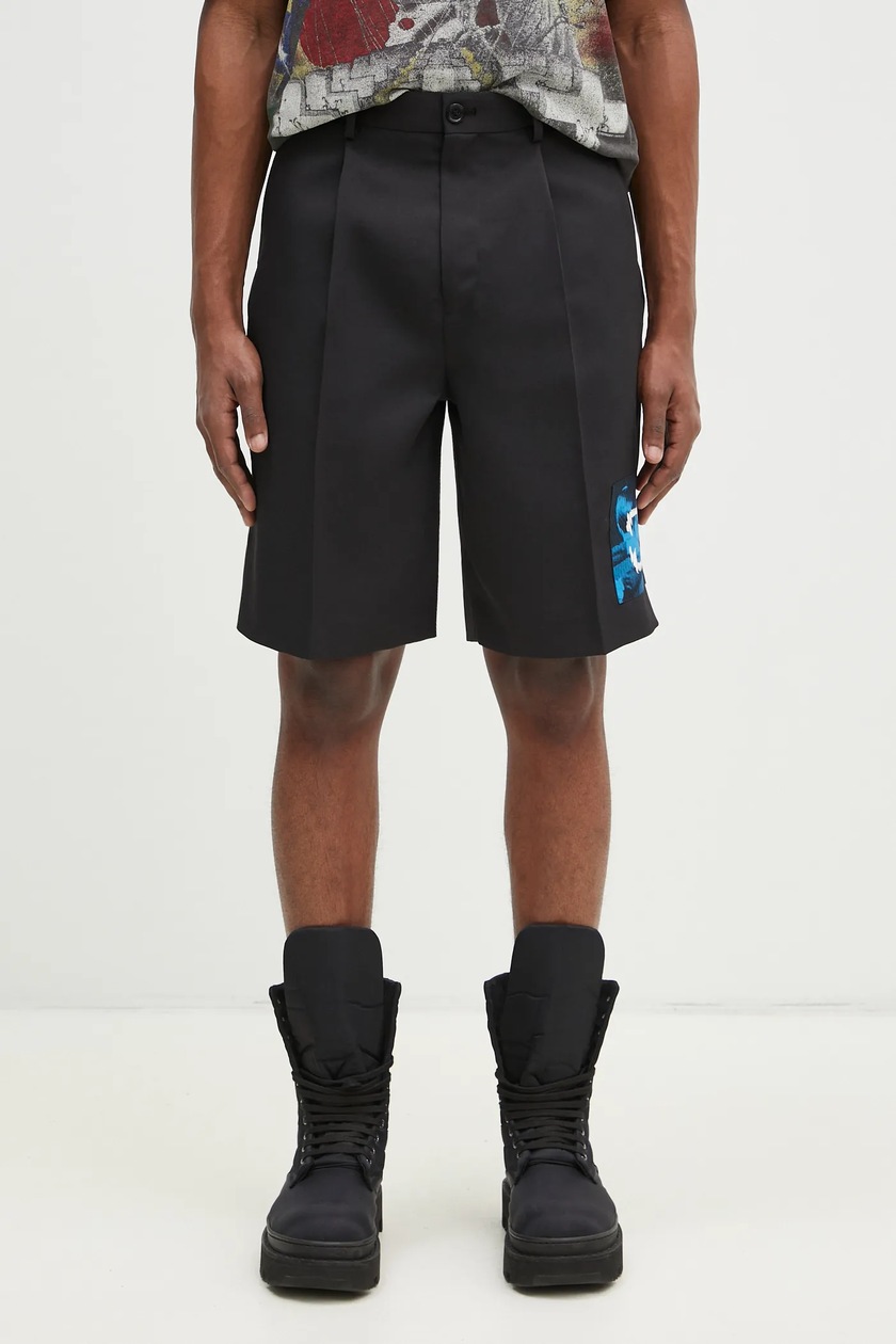 Wales Bonner leather shorts Ivy black color US25LE03.LE02.999 at