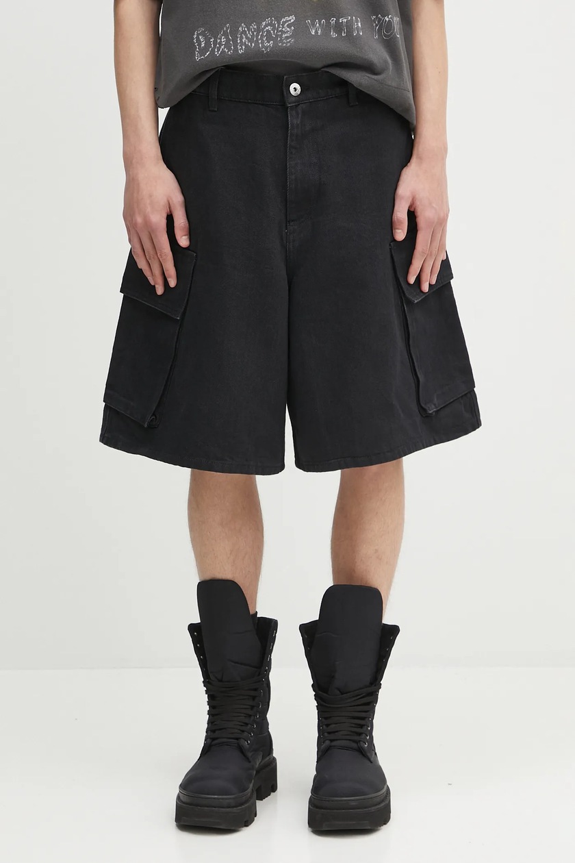 【SATIIIZ】Ransom Patch Bermuda Training Pants Manastash shorts Flex Climber Wide men's black color at PRM US