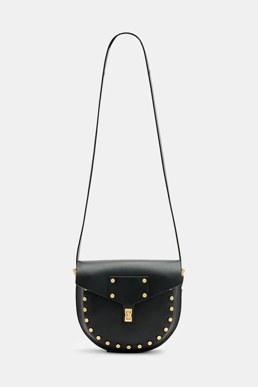 AllSaints torebka skórzana MIRO MINI kolor czarny W385XB