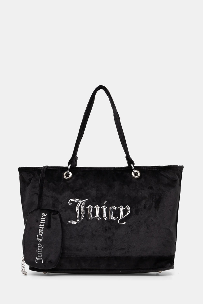 Juicy couture ブラックショルダーバッグ ジューシークチュール Juicy Couture ロゴ入りベルベットショルダー