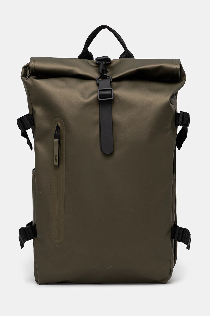 Zaino RAINS Rolltop Rucksack 03 - Design Impermeabile, Colore Verde, Capacità 20L - Foto 6