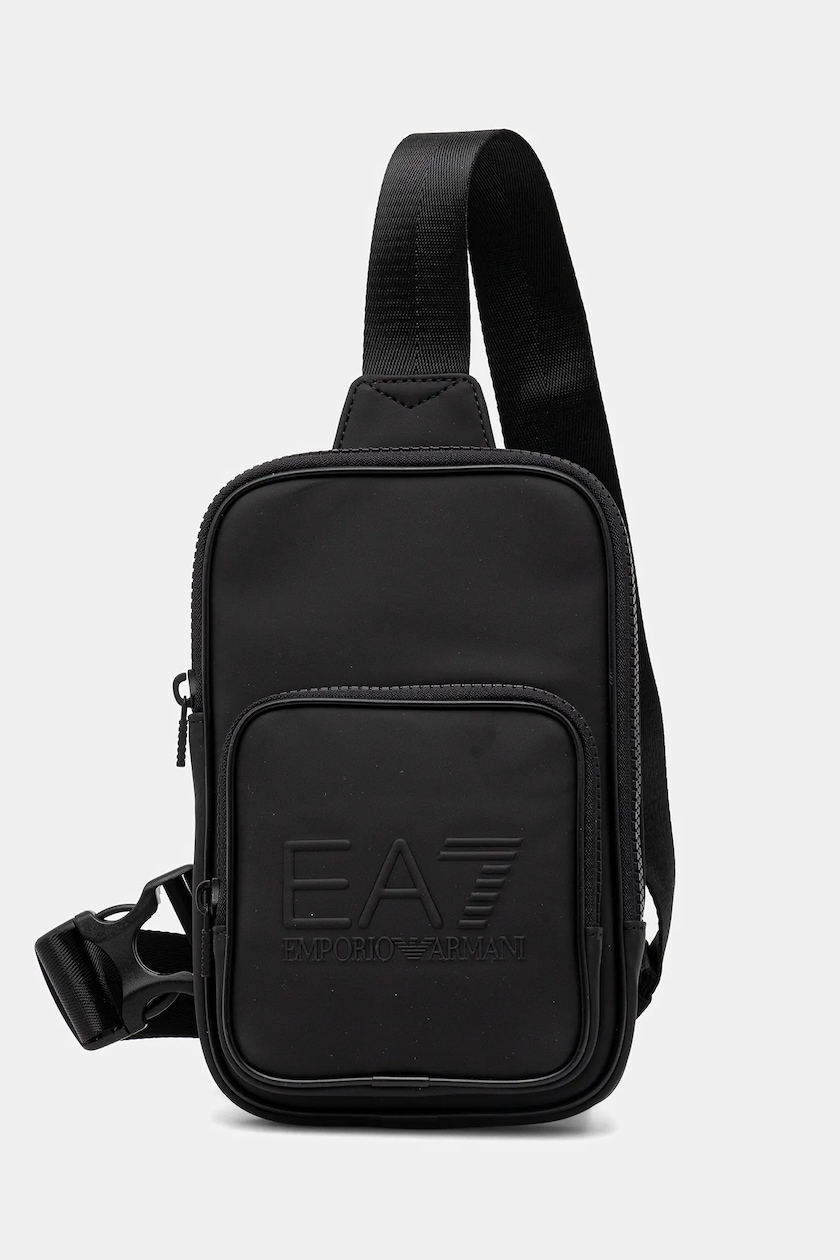 Torbica za okoli pasu EA7 Emporio Armani črna barva, AF13811
