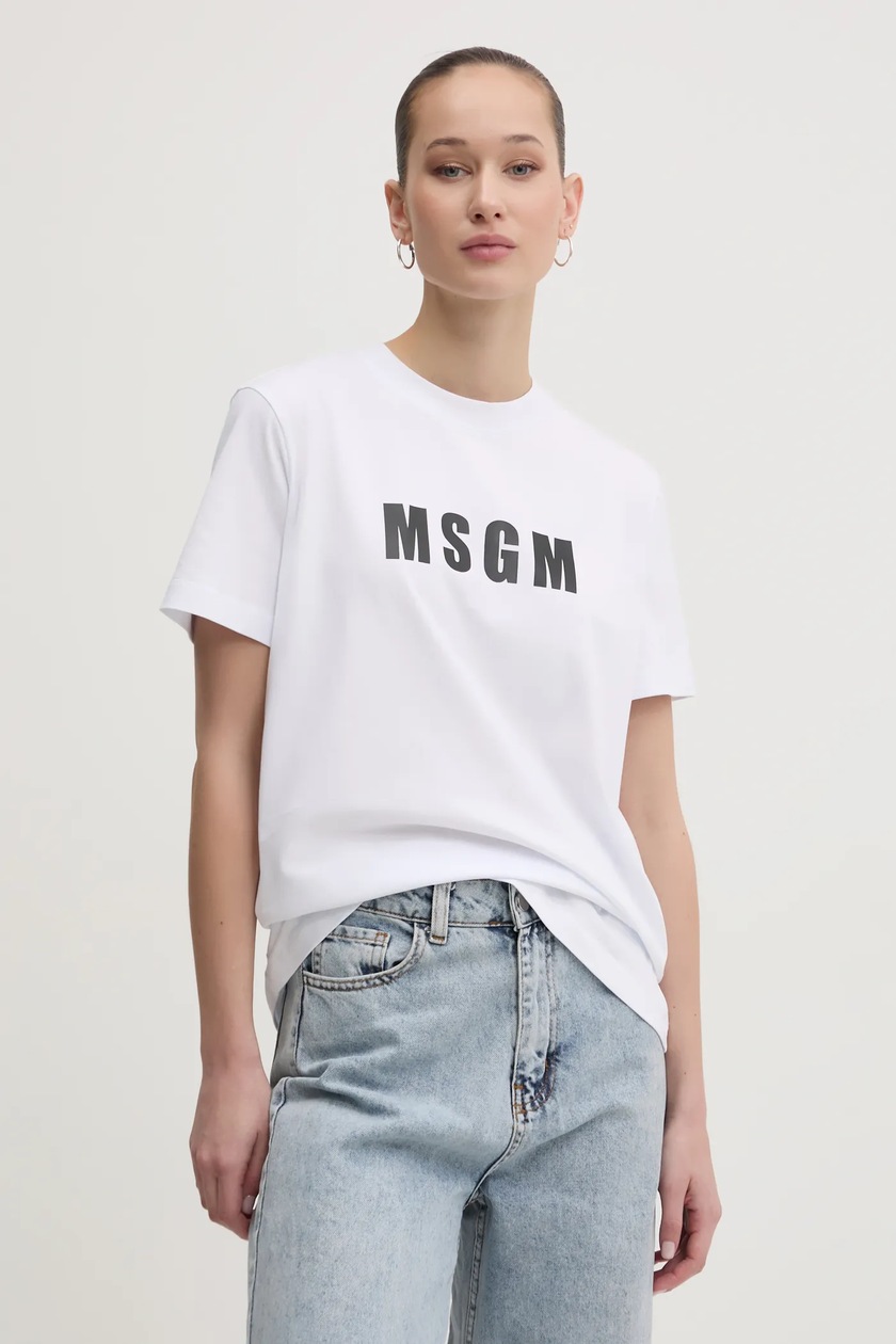 Хлопковая футболка MSGM женская цвет белый 3441MDM510G