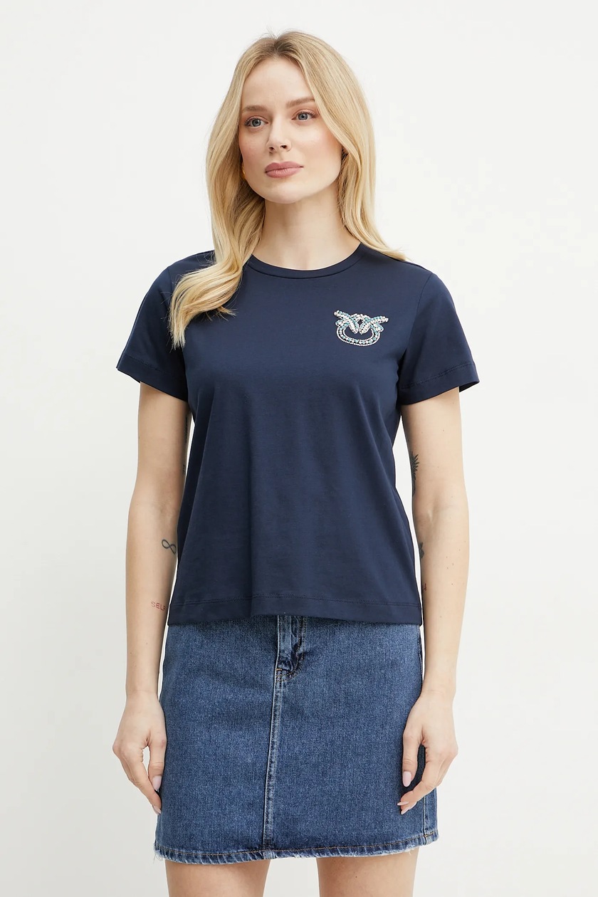 Tシャツ・カットソー PINKO Silk top Blu Pinko T-shirt in seta 'Farida' Blu Donna – MAXIMILIAN.it