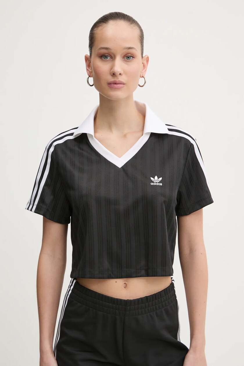 adidas Originals t shirt V NECK POLO donna colore nero JD2606