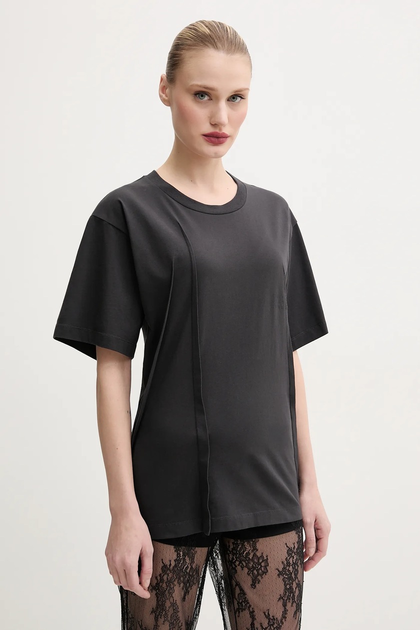 GANNI cotton t-shirt Heavy Cotton Drop Shoulder Fringe PRM EU GANNI cotton t-shirt Heavy Cotton Drop Shoulder Fringe PRM EU